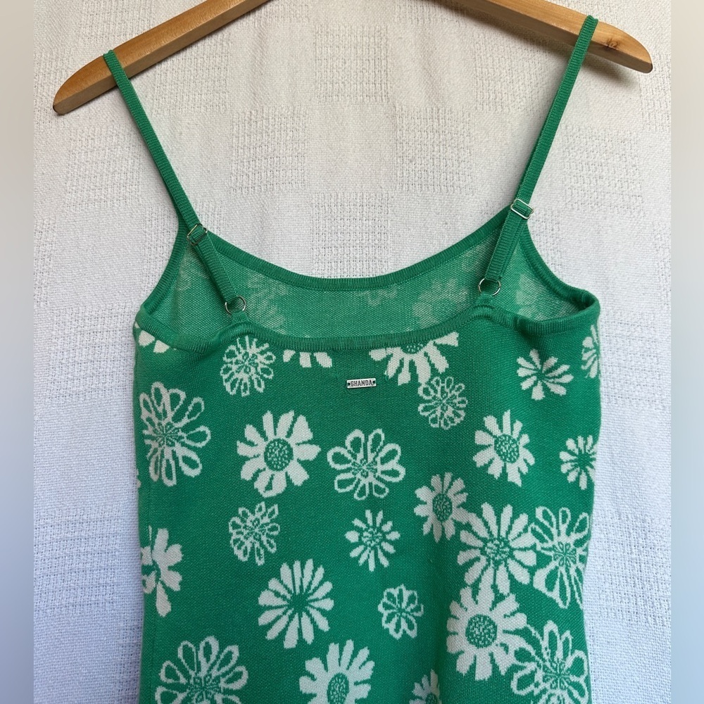 Ghanda green mini knit dress with flowers - Picture 3 of 5